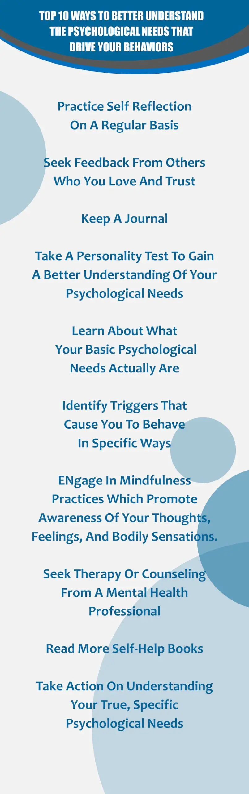 Ways to better understand the psychological needs that drive your behaviors.