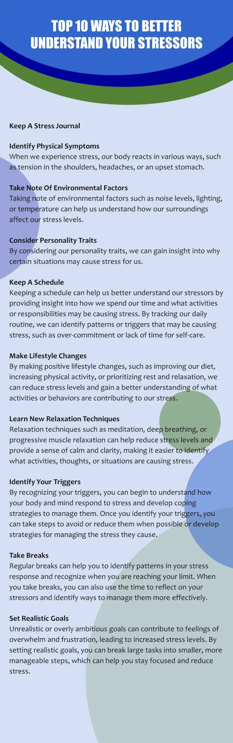 10 Ways to better understand your stressors.